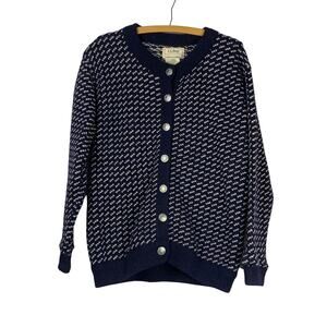 LL Bean Nordic Bird Cardigan Wool Blend Size L Vintage Cabincore